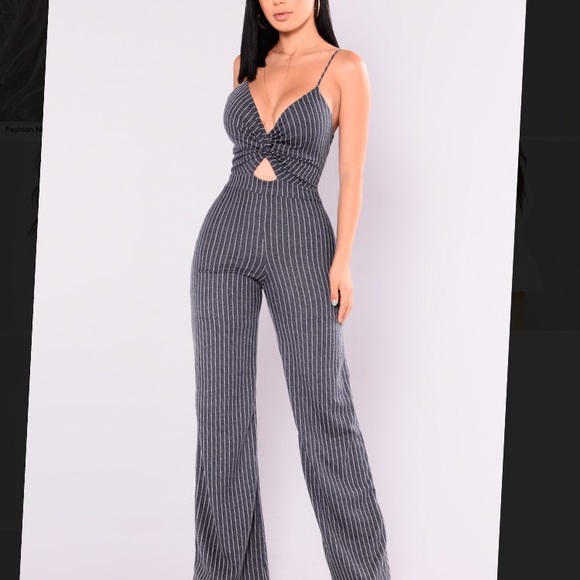 Fashion Nova Other - Blue/White Striped Twist Jumpsuit Fashion Nova